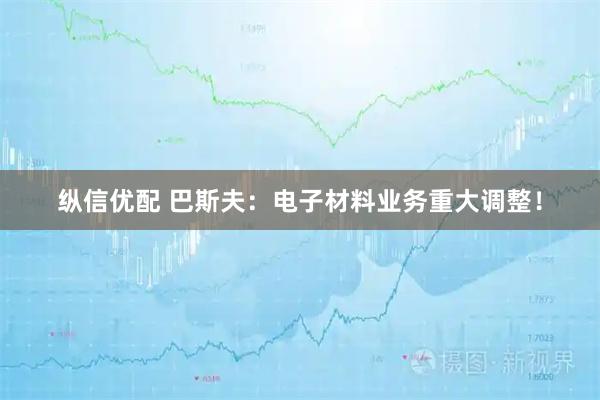 纵信优配 巴斯夫：电子材料业务重大调整！