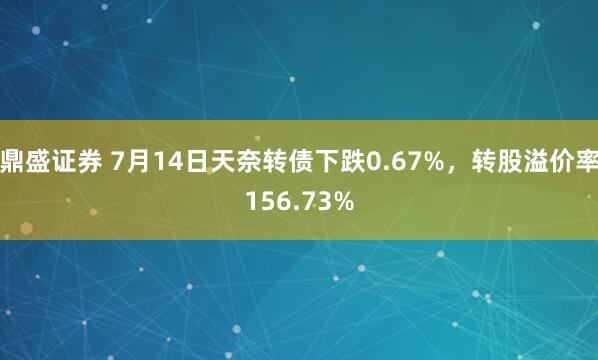 鼎盛证券 7月14日天奈转债下跌0.67%，转股溢价率156.73%